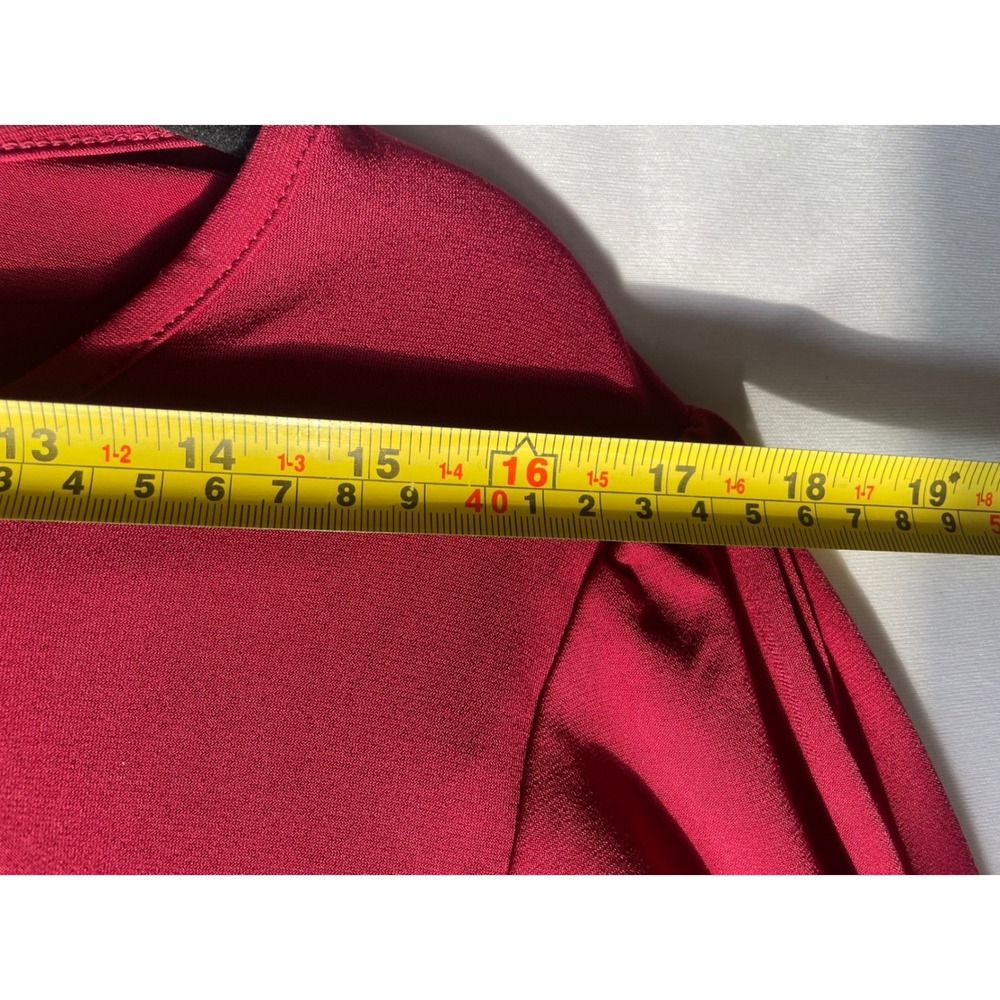 Tahari Womens XL Burgundy Red Button Cuff Long Sleeve Blouse Stretch Top - Picture 8 of 13